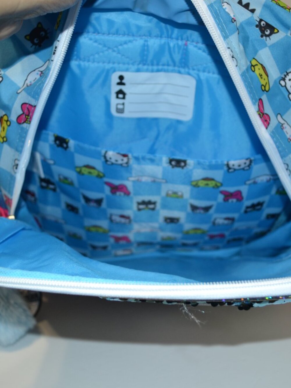 Hello Kitty & Friends Sequin Backpack NWT Sparkle Glitter School Bag Blue Pink - Picture 6 of 9